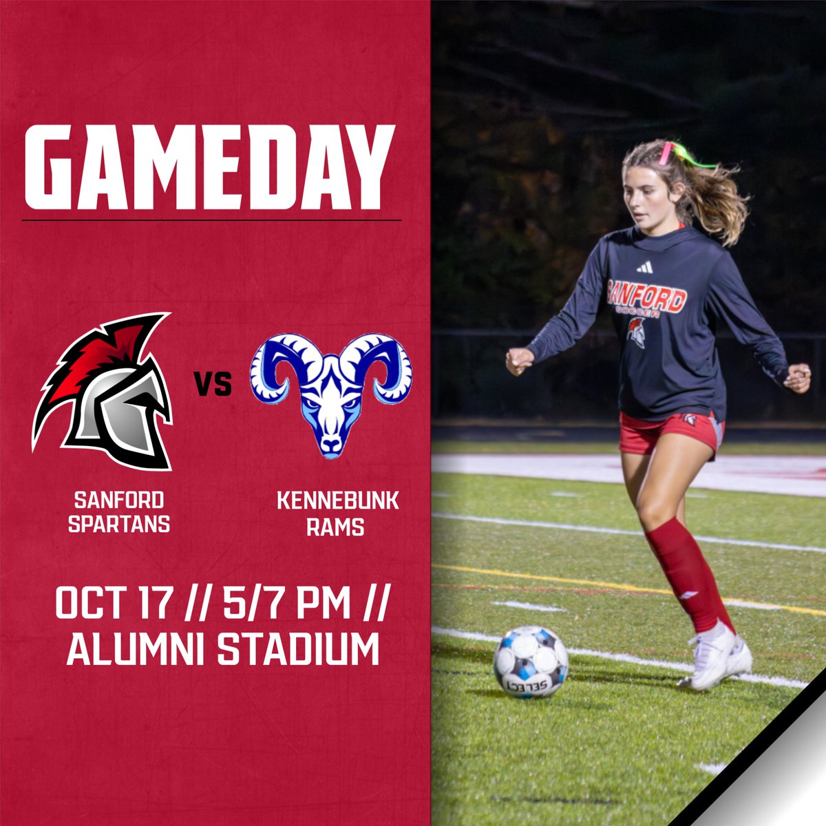 Good luck to the Girls Soccer team as they play the Kennebunk Rams at home. Jv at 5:00 pm, Varsity at 7:00 pm.