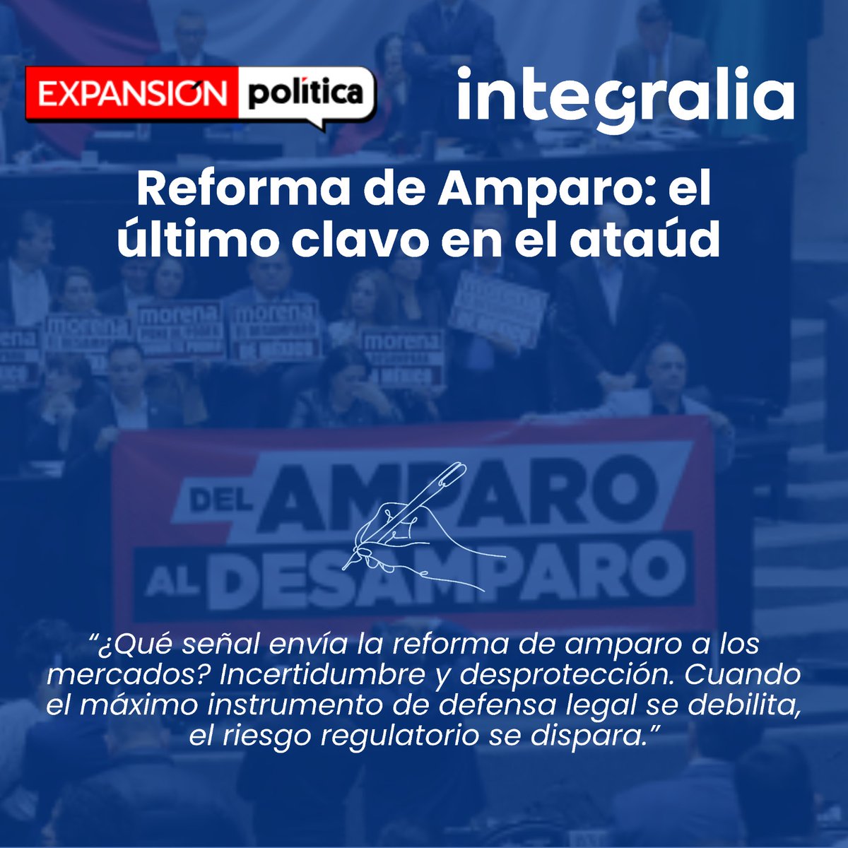 ¿Qué señal envía la reforma de amparo a los mercados? Incertidumbre y desprotección. Cuando el máximo instrumento de defensa legal se debilita, el riesgo regulatorio se dispara. El análisis de @paucreuheras2 👇
politica.expansion.mx/voces/2025/10/…