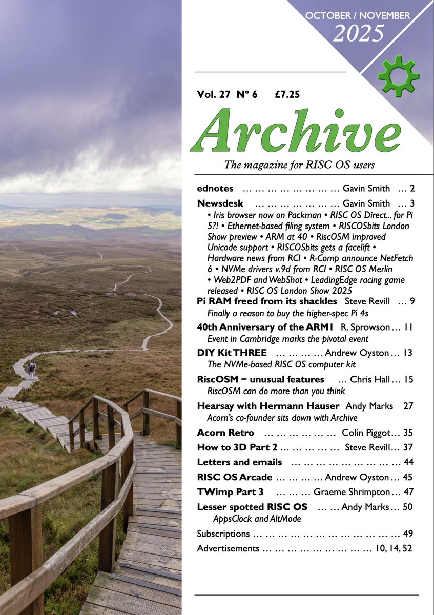 archiveriscos's tweet image. Archive Magazine Oct/Nov 2025 issue is out now! Archive is the magazine for RISC OS users. It&apos;s not too late to subscribe and get the latest issue - see archivemag.co.uk/subscriptions.… for details. Worldwide subscriptions available! #riscos #raspberypi #opensource