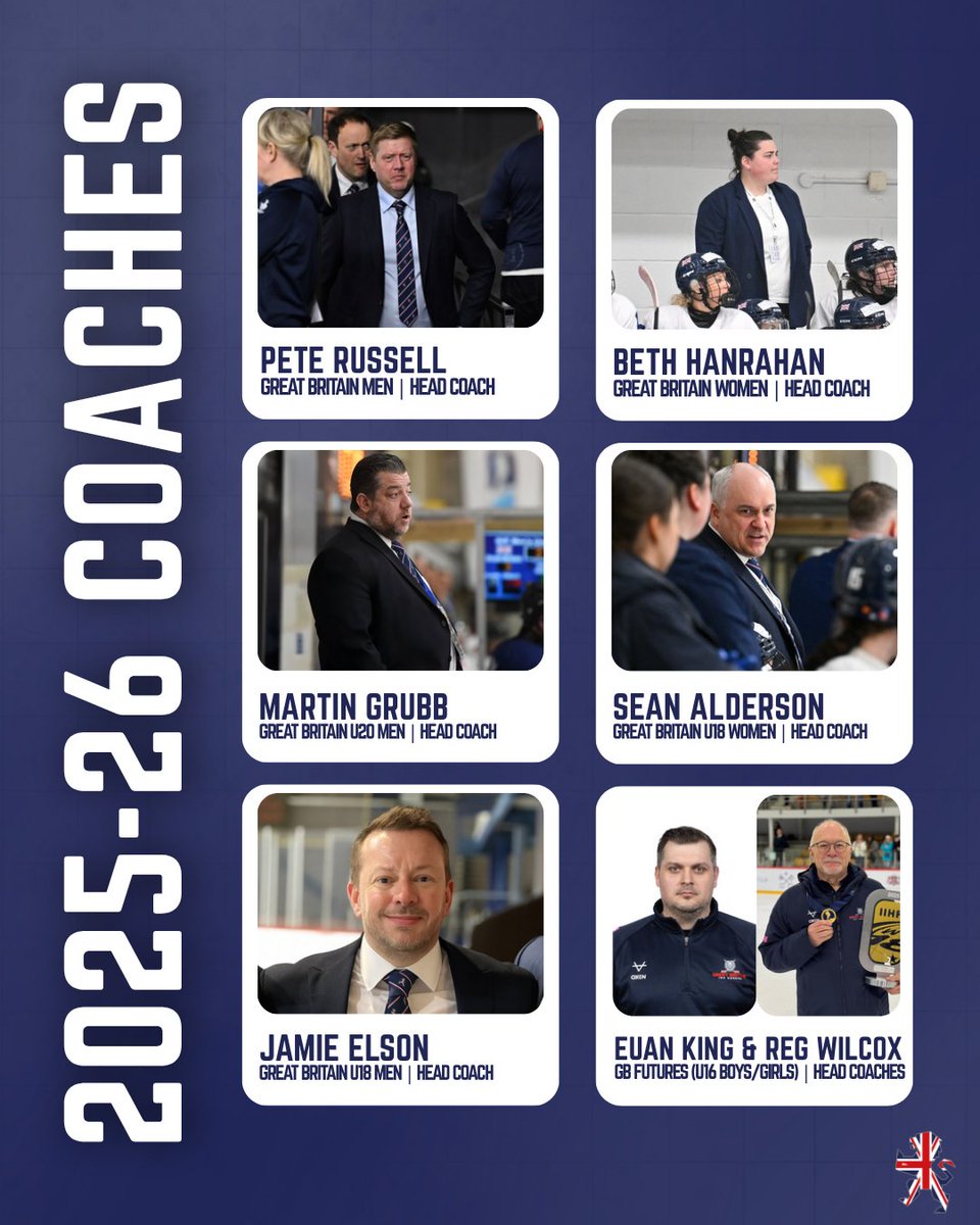 TeamGBicehockey's tweet photo. 🇬🇧 Ice Hockey UK is pleased to confirm the head coaches for Great Britain’s national teams for the 2025–26 season.

🔗 Read more ➡️ https://t.co/tckhsFl8MR https://t.co/qXAmHqmcSG