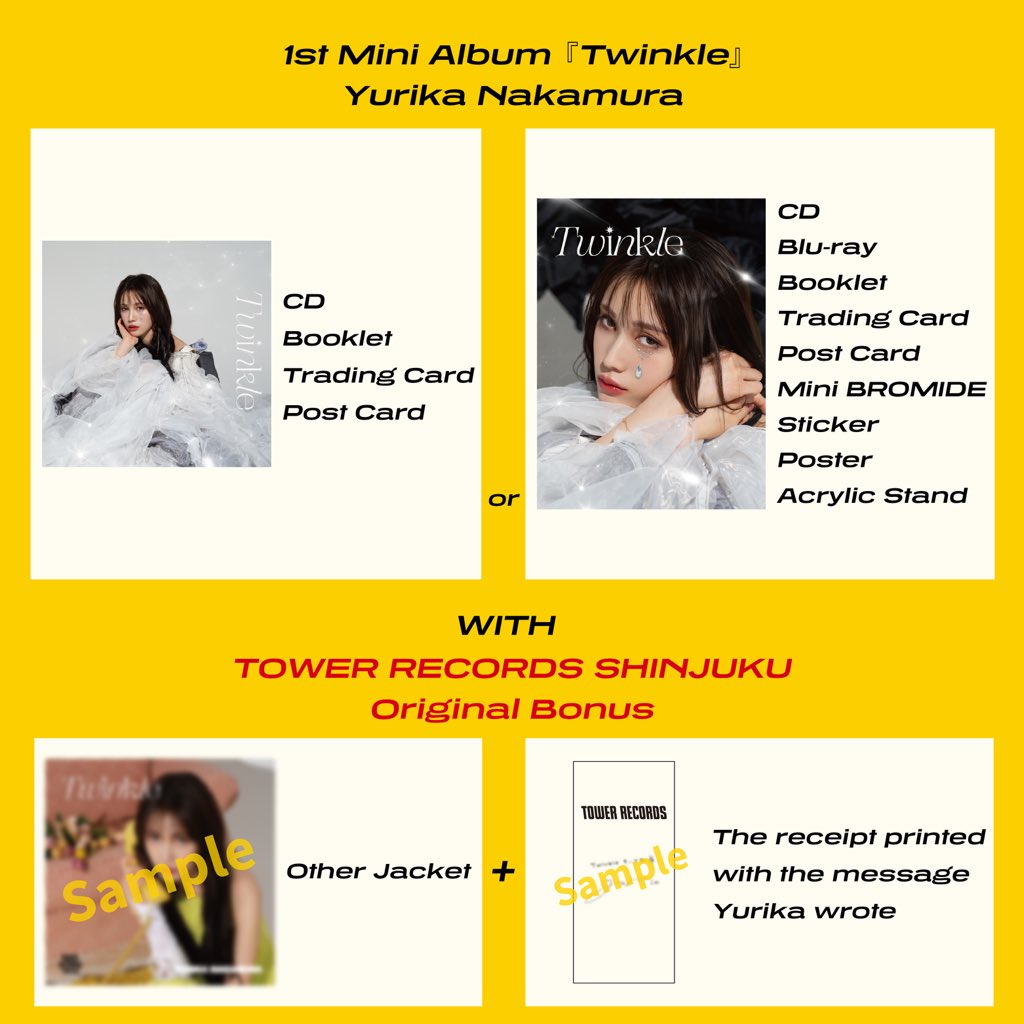TOWER_Shinjuku's tweet image. 【#中村ゆりか】

「#Twinkle」＆「L.o.v.e.」
新宿店限定のお取扱い！特典付きで好評発売中💜

本日より展示が10/4に開催された宮城公演でのお写真に替わりました📸

ツアーは残すところ11/21(金)の東京公演のみ！
行かれる方も、まだ考え中の方も、まずは「Twinkle」をチェック🧐

@yurikanakamura4