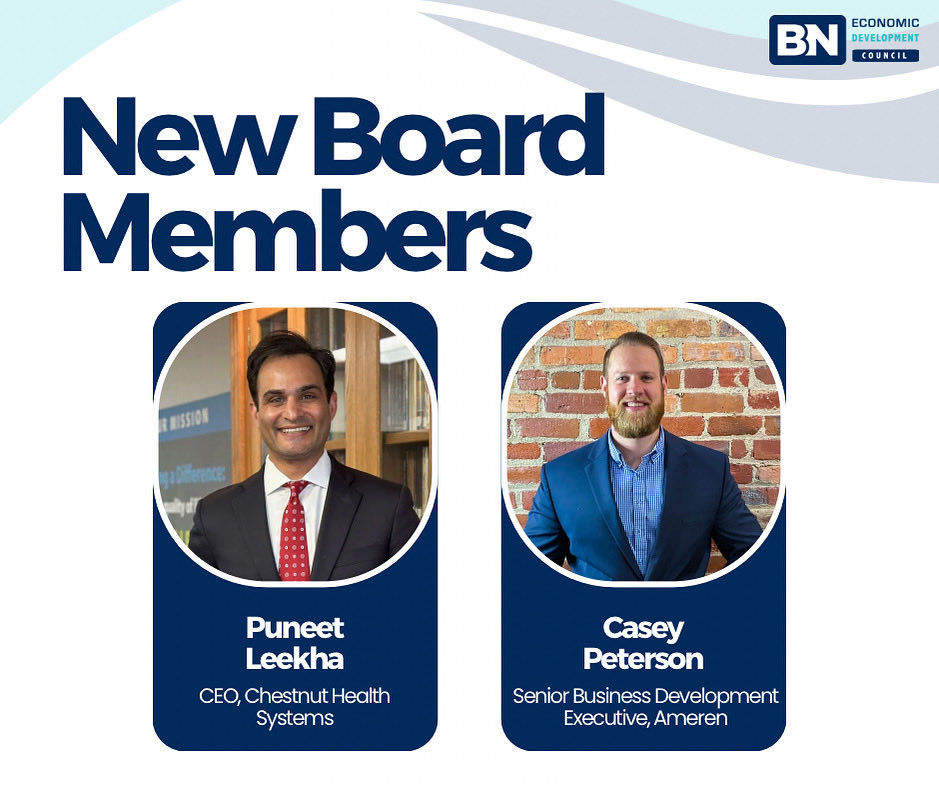 We’re excited to welcome Puneet Leekha, CEO of <a href="/ChestnutHealth/">Chestnut Health Systems</a>, and Casey Peterson, Senior Business Development Executive at <a href="/AmerenCorp/">Ameren Corporation</a> and former EDC employee, to our board!

Please join us in giving them a warm welcome!