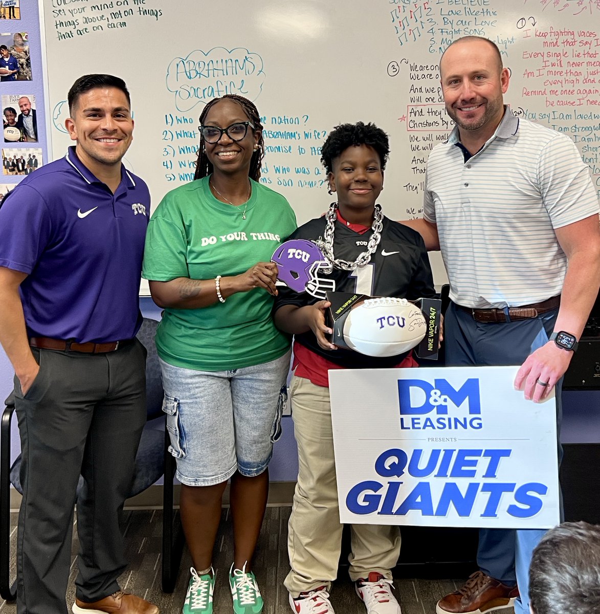 HopeFarmInc's tweet image. Day MADE!  @dmleasing and @tcuathletics are sending our newest Quiet Giant, Taylor and his mom to the TCU game tomorrow!  We are SO EXCITED for Taylor!