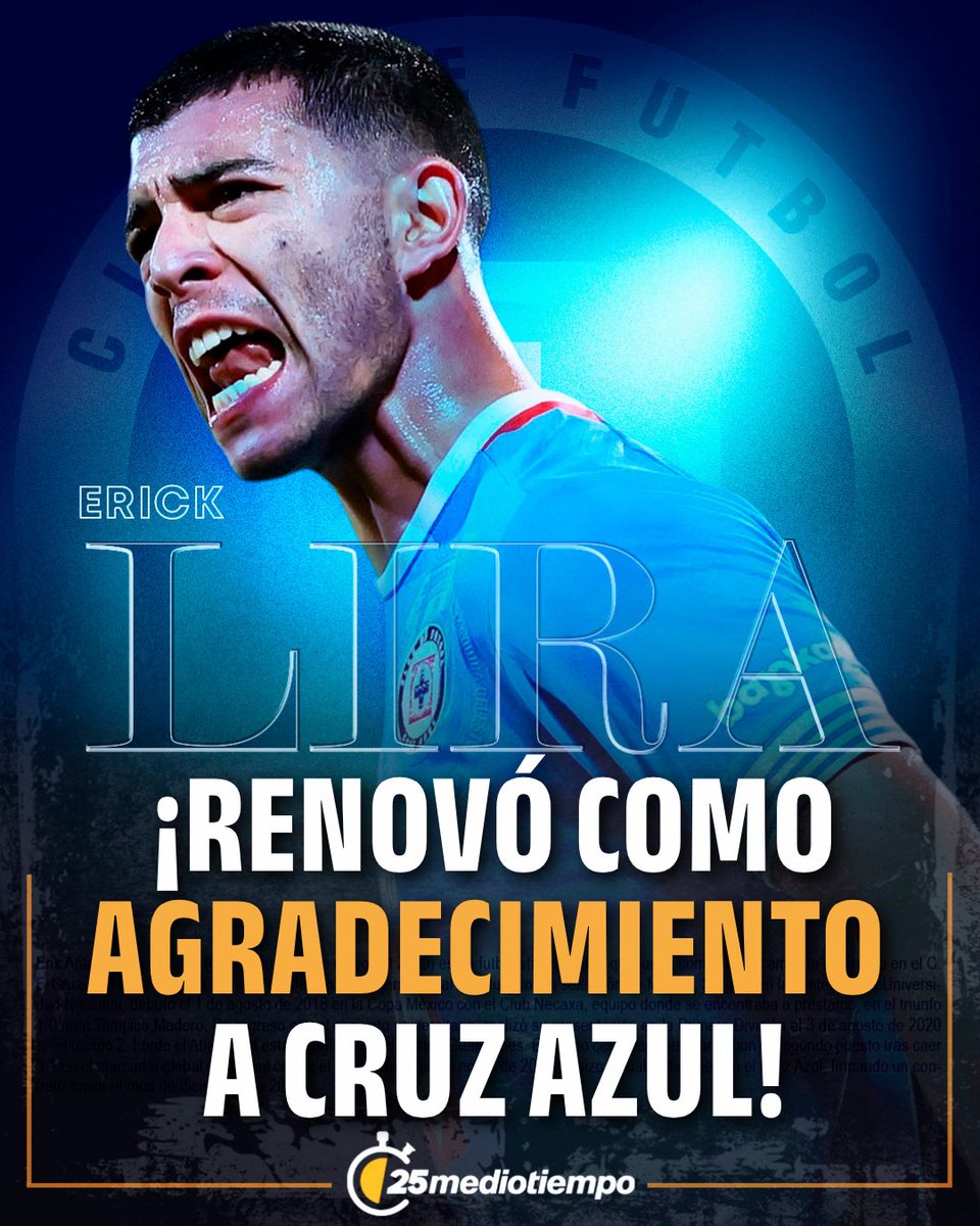 ¡¡AGRADECIDO!! 🙏🏻🚂

Erik Lira no quiso jugarle mal a Cruz Azul y reveló para Mediotiempo, que uno de los motivos por los que renovó hasta 2029 fue por AGRADECIMIENTO al club, ya que confiaron en él. 👏

Sin embargo, esta decisión no limita su sueño de partir a Europa. ⬇️

🗣️