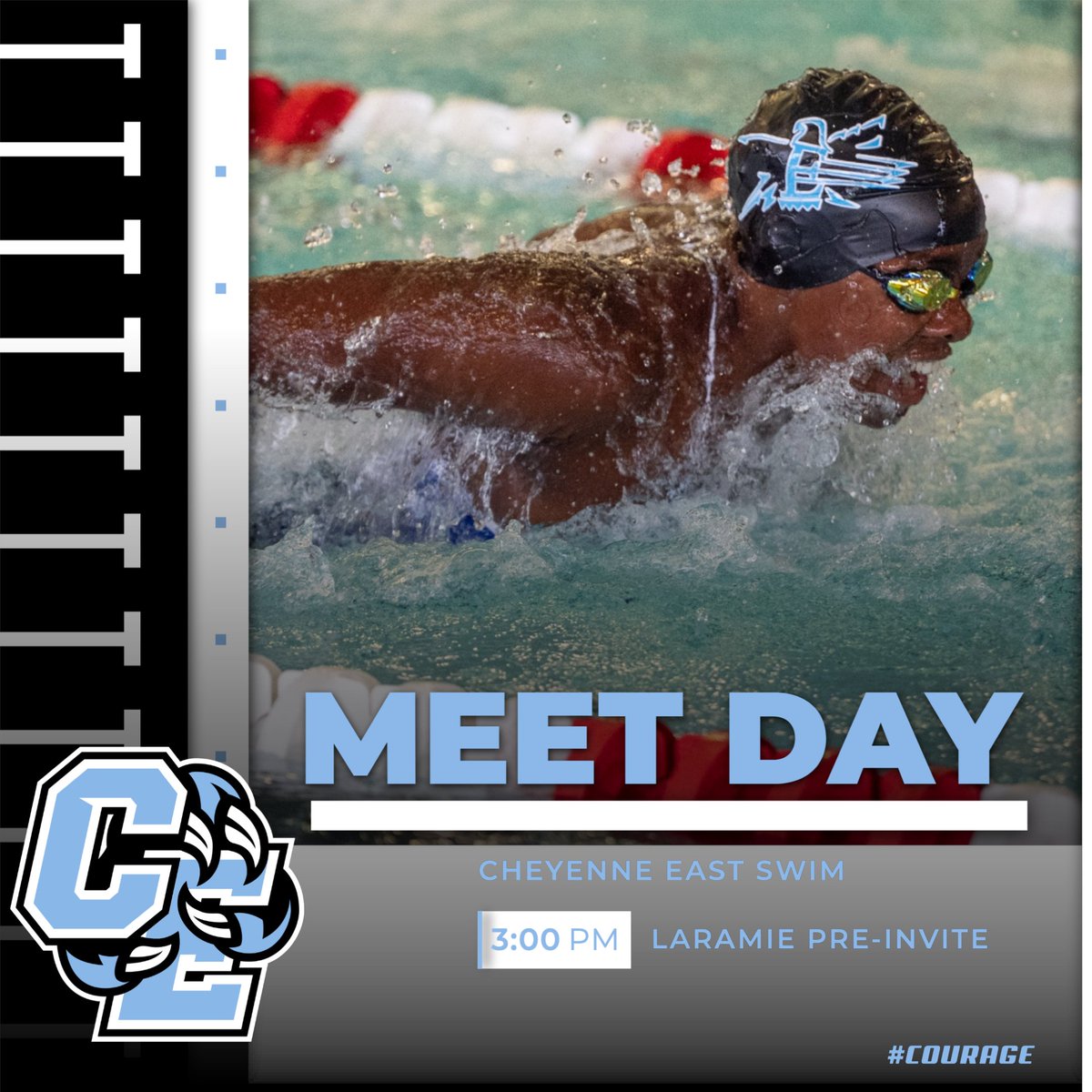 🏊‍♀️ Cheyenne East Swim is on the road!
The Lady T-Birds are heading to Laramie today for the Laramie Pre-Invite, hitting the water at 3:00 p.m. Let’s go, Ladies! 💙🦅💪