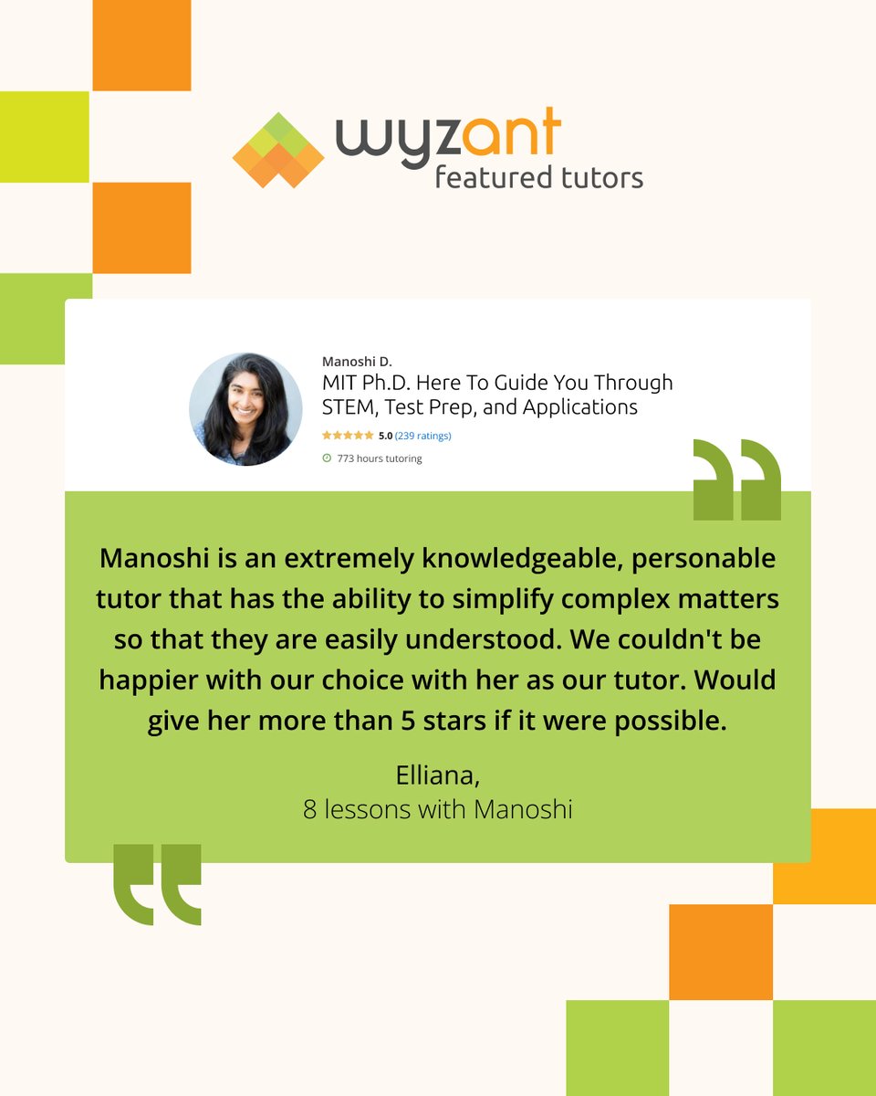 With a PhD from MIT, Manoshi is here to help you tackle your next big STEM adventure. Whether you're applying to college, prepping for exams, or taking a new course, get in touch — and grow your skills and your confidence. bit.ly/472v1fi