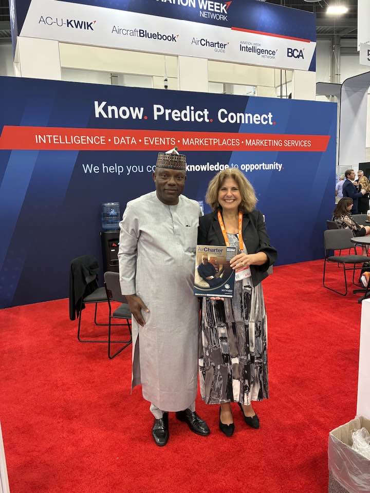 aircharterguide's tweet image. A wonderful week and another successful NBAA come to a close. Thank you for a stunning cover of Air Charter Guide this year, Ali Tunde from Skyward Aviation! #bizav #flyinstyle #NBAA2025
