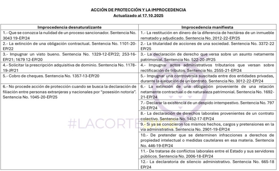 VeronicaLHM's tweet photo. 🔵Improcedencia de la acción de protección ▶️actualizado a octubre de 2025

#LaCortedice🦉 https://t.co/d4ew7t46tV