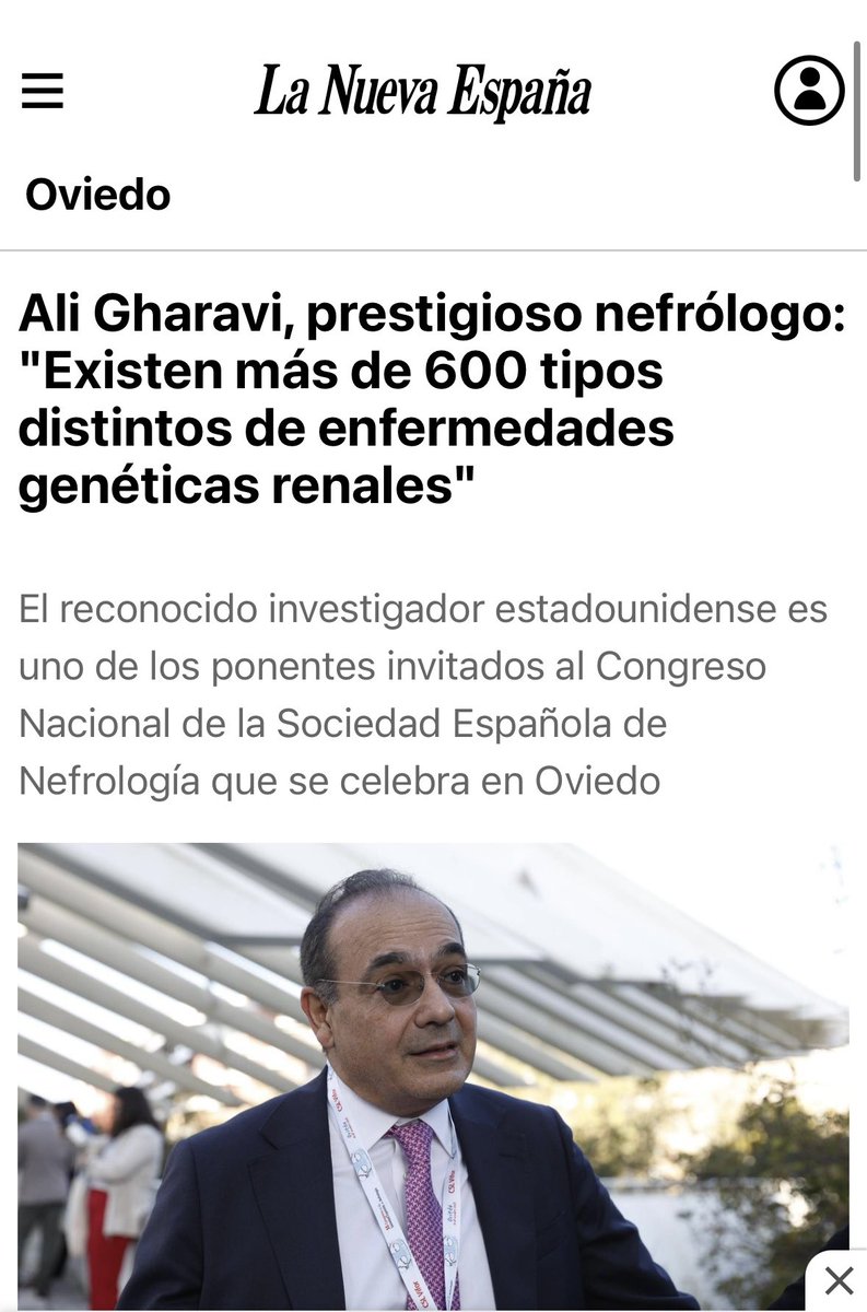 🧬Un gran día para el #GTERH y las enfermedades renales 🧬

🏅Ha sido un honor haber contado con la presencia del Dr. Ali Gharavi en #senefro25 

🙏🏻Agradecemos al periódico <a href="/lanuevaespana/">La Nueva España</a> por su interés en la #genetica renal y la entrevista realizada 
👇🏻

lne.es/oviedo/2025/10…
