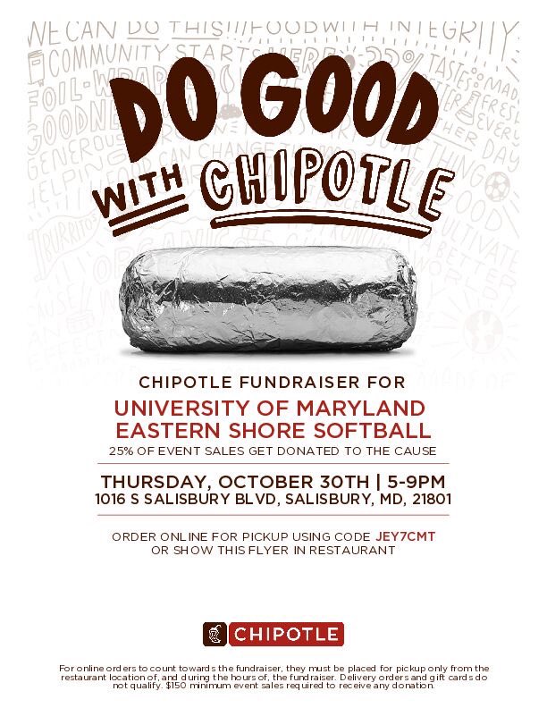 UMESHawksSB's tweet photo. 🌯🥎 𝗠𝗔𝗥𝗞 𝗬𝗢𝗨𝗥 𝗖𝗔𝗟𝗘𝗡𝗗𝗔𝗥𝗦! 🌯🥎

UMES softball is partnering with Chipotle on Wednesday, Oct. 30!

Join us in supporting the Hawks and their upcoming season! 💪

#HawkPride | #SoarAboveandBeyond | #HBCUMade https://t.co/cBnBqhysao