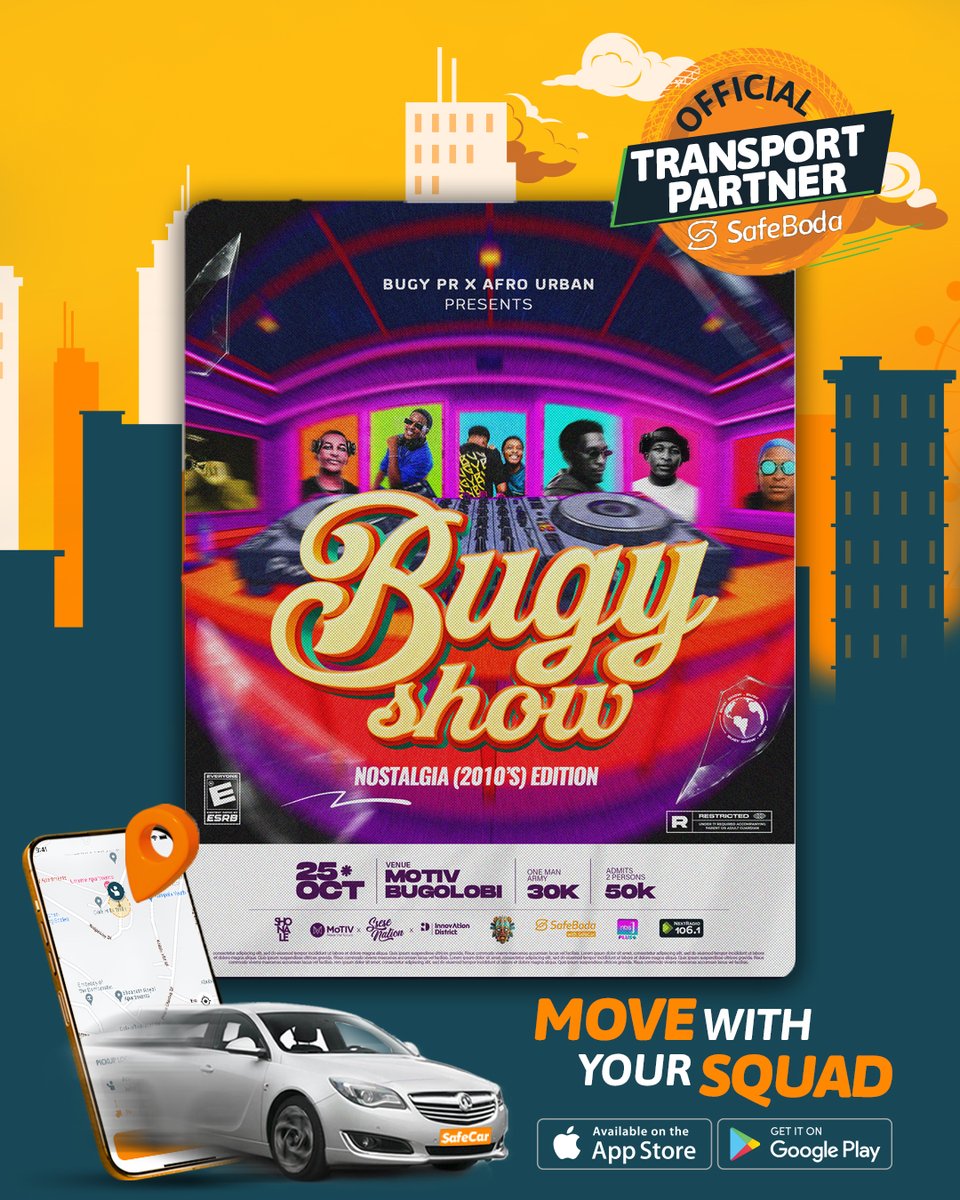 SafeBoda's tweet photo. The weekend is here, and the countdown is officially on!
Next Saturday, we rewind to the 2010’s at the #BugyShow
@MotivUG will be lit and we’re your Official Transport Partner! https://t.co/vOW5I41gpO