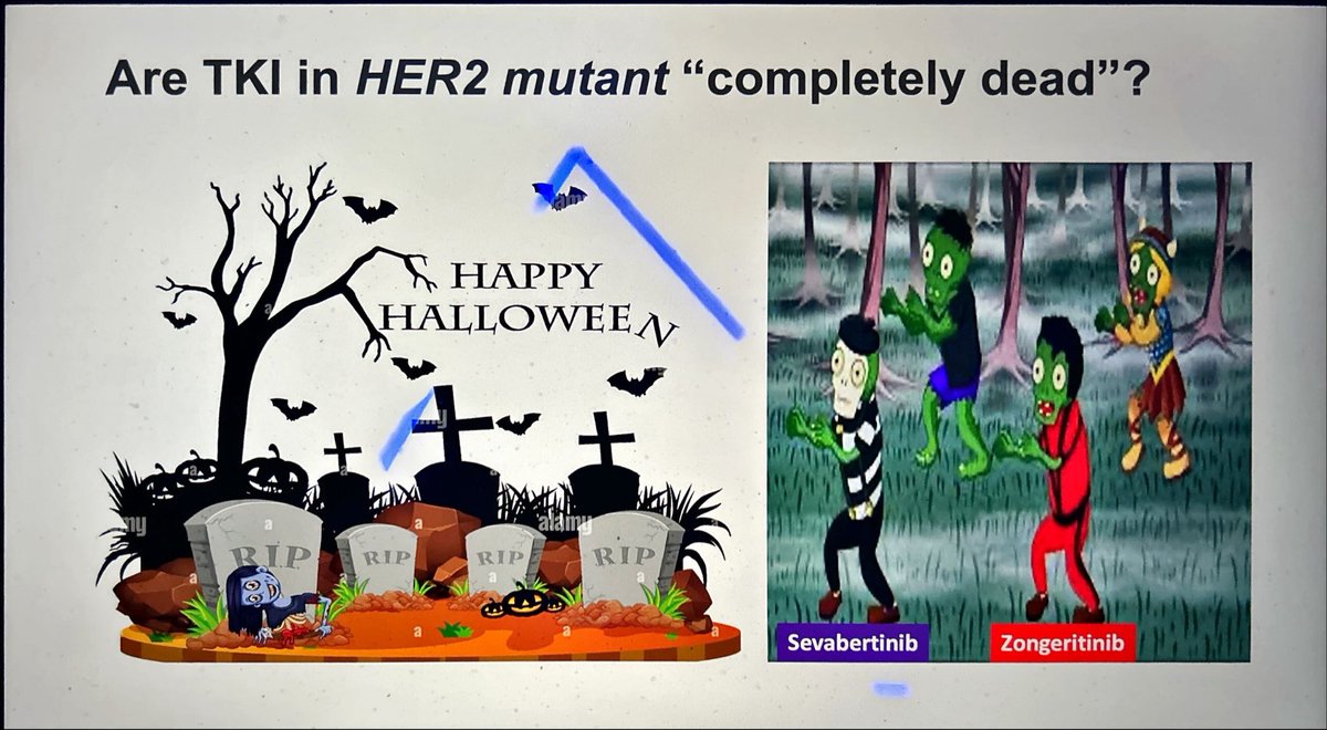 JordiRemon's tweet photo. HER2 TKI for HER2m NSCLC are real again (new zombies) with outstanding activity. What is best TKI? Toxicity will count. Next challenge: TKI vs Trastuzumab in 1st line? Best sequentil approach? Combo TKI and Chemo? #ESMO25. https://t.co/DZJjErkZg5