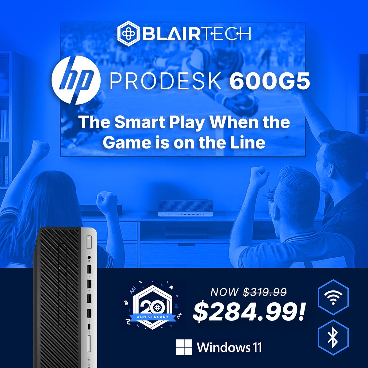 BlairTechKY's tweet photo. 🏈 Built for work and game day, you can score the HP 600 G5 for just $284.99 + enjoy up to 20% off select desktop models across the board for our 20th Anniversary Desktop Sale. Limited-time only!

🛒 Shop Now: https://t.co/zMWrUzv6aZ https://t.co/meB8WN9uff
