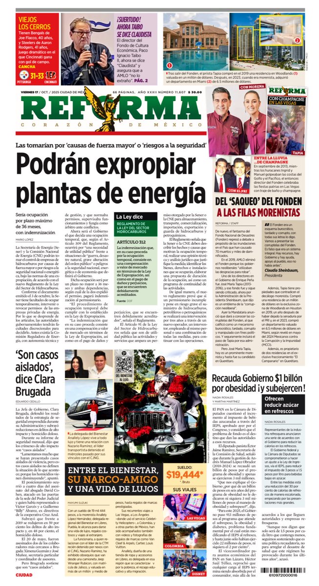 LitzianPineda's tweet photo. #PrimerasPlanas nacionales este #17DeOctubre de 2025

📰 Podrán expropiar plantas de energía

📰 Reprobados, alumnos en matemáticas y lenguaje 

📰 Aprueban diputados “apretón” a impuestos especiales

📰 Trump “no tolerará más” a Maduro, advierte la Casa Blanca

#FelizViernes ☕️ https://t.co/pHAmVgCgIu