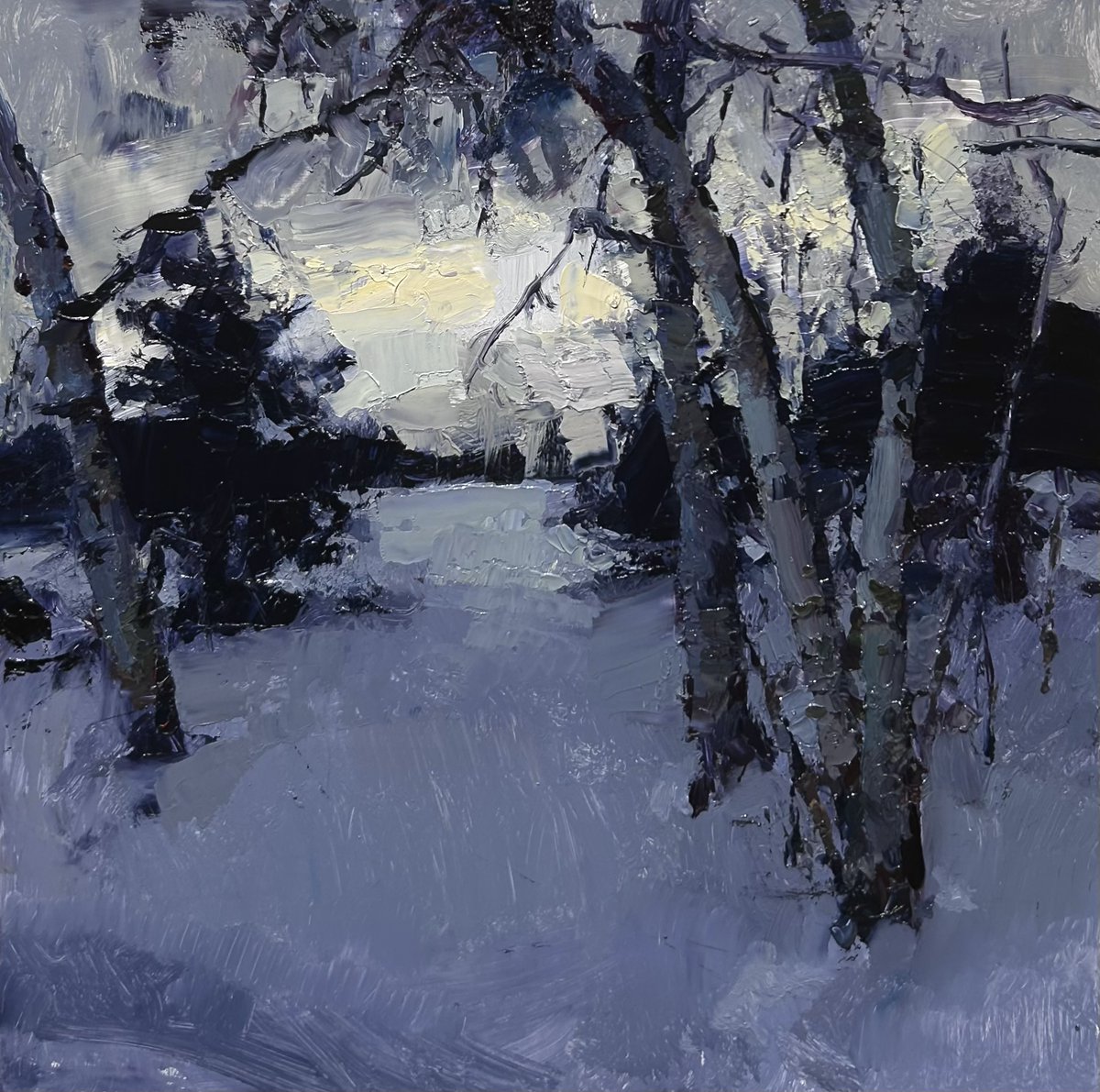 "As It's Getting Dark" 12x12in. oil on board.