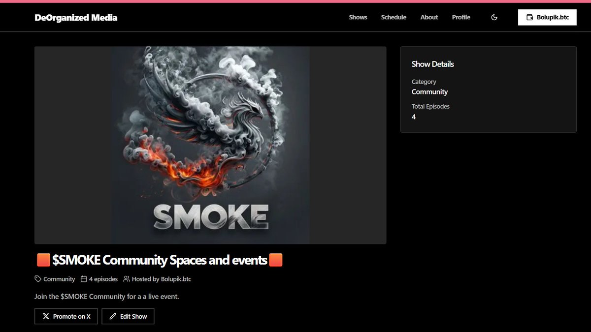 GM Smokiees,

There will be changes to the weekly space schedule  soon

Keep your eyes on the <a href="/DeOrganizedBTC/">deorganized.btc 🎙</a> calendar to know the new day