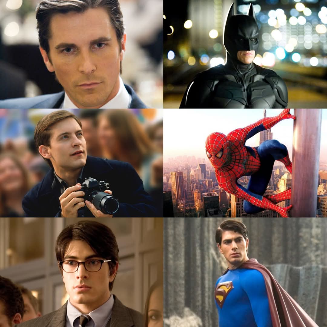 christian bale (bruce wayne/batman)
tobey maguire (peter parker/spider-man)
brandon routh (clark kent/superman)
Who is at the top?