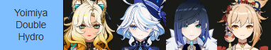 DoublyHydro's tweet photo. Double Hydro team of the day: Yoimiya Double Hydro
Yes, I love playing Furina+Yelan Double Hydro teams, how could you tell? https://t.co/OUwihWmy7Z