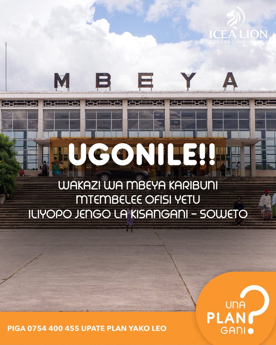 icealiontz's tweet photo. Wakazi wa Mbeya, kwa huduma bora za bima, karibuni mtembelee ofisi yetu iliyopo Jengo la Kisangani - Soweto.

Kwa maelezo zaidi wasiliana nasi kupitia 0754 400 455. https://t.co/y9oAGB65Fo