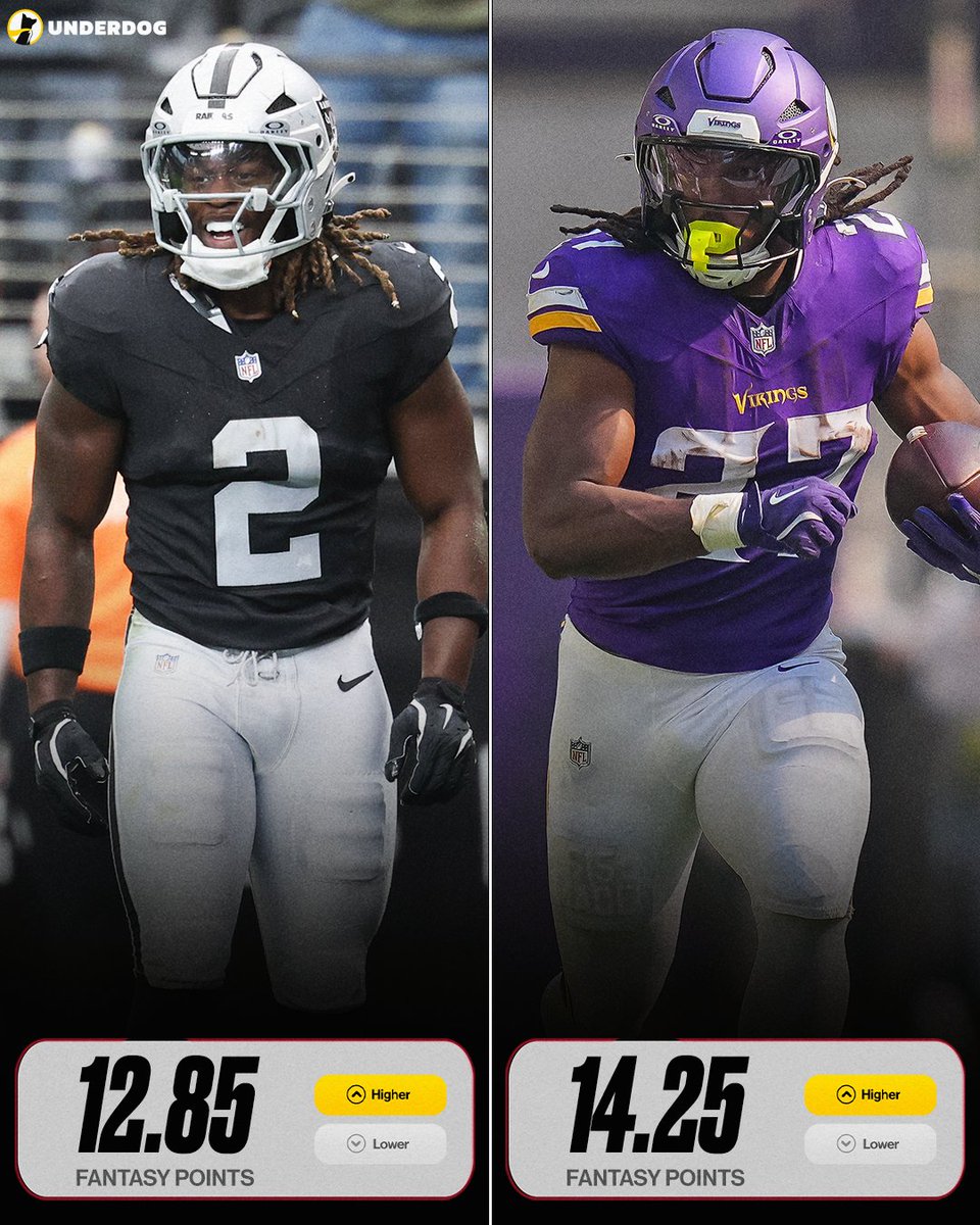 UnderdogPicks's tweet photo. Jordan Mason is projected for MORE fantasy points than 6th overall pick Ashton Jeanty in Week 7 👀