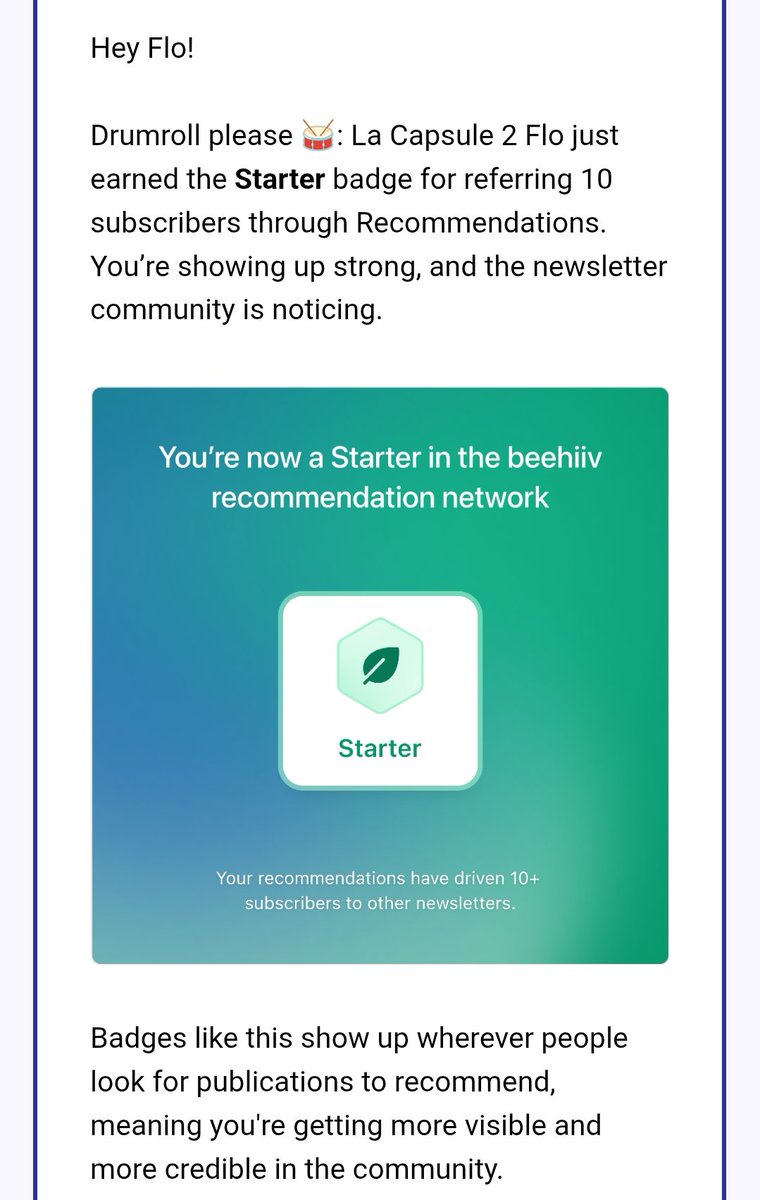 FloNocode's tweet image. 🥂 @beehiiv
Launching a newsletter is a completely new exercise, and incorporating gamification into a product is something I've always appreciated when it's well-done and coherent.
I find beehiiv is quite good at this exercise to satisfy creators.