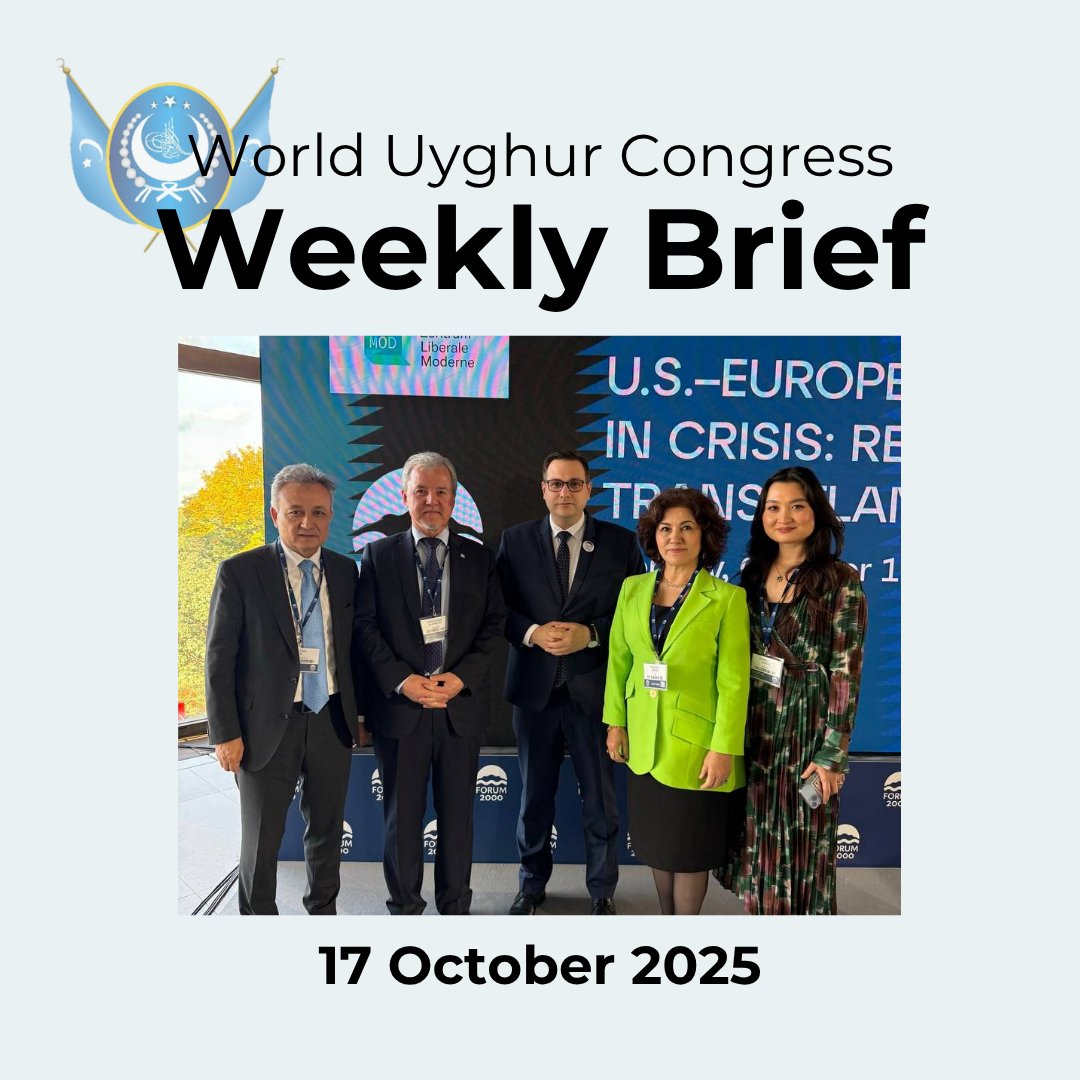 🗞️WUC's Weekly Brief is Out!

Read about:
➡️Dolkun Isa Addresses Uyghur Genocide and Launches His New Turkish Book
➡️WUC Cultural Committee Presents East Turkistan at Oslo Cultural Festival
➡️WUC Delegation Participates in Forum 2000 in Prague
➡️WUC EC Chair Rushan Abbas