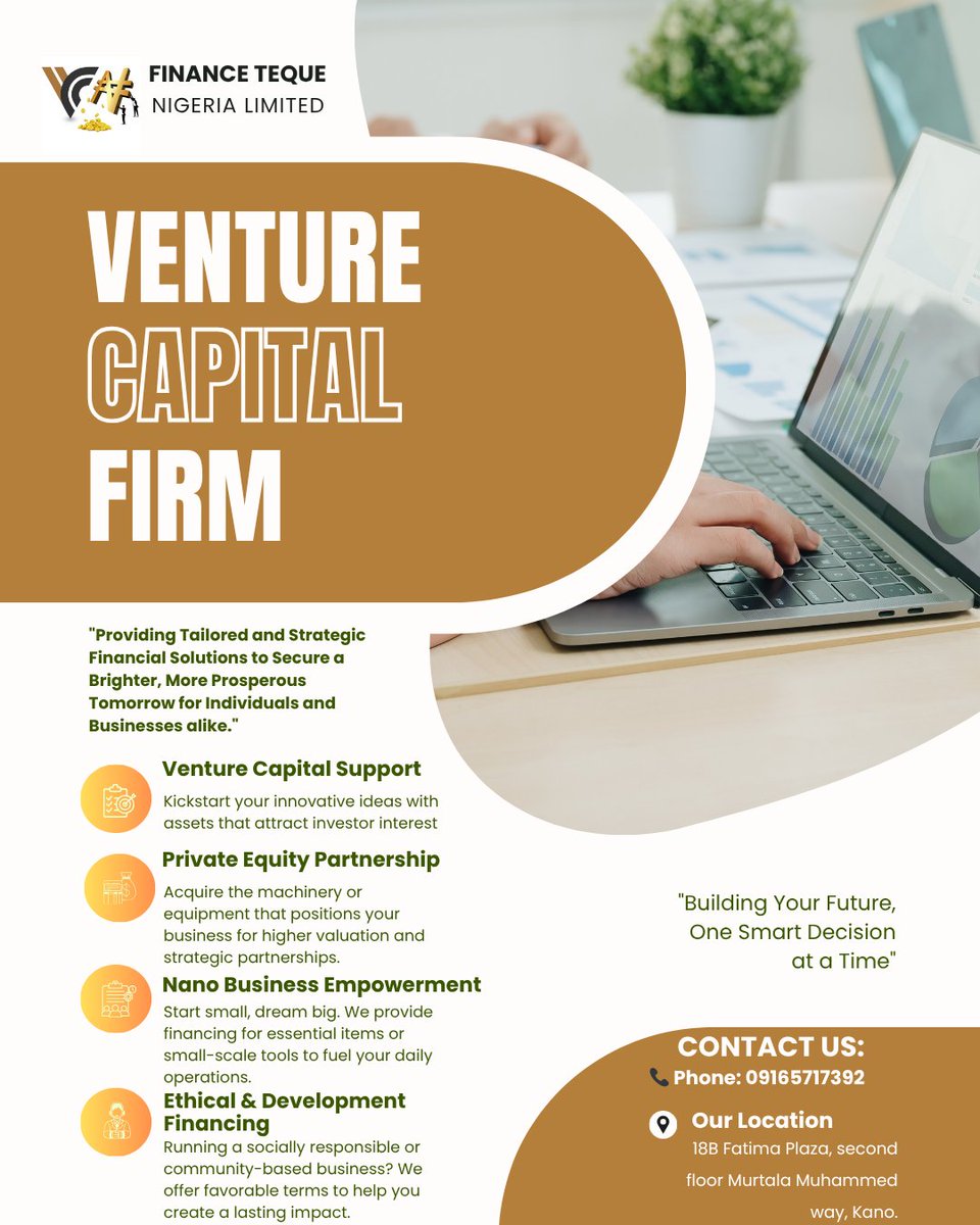 FinanceTeque's tweet photo. 🚀 Every great business starts with a bold idea — and at Finance Teque, we help you make that idea a reality! 💡
We’re not just about finance. We’re about growth, mentorship, and opportunity. 🌱
#financeteque #venturecapital #startupnigeria https://t.co/uP6Ek9UCtG