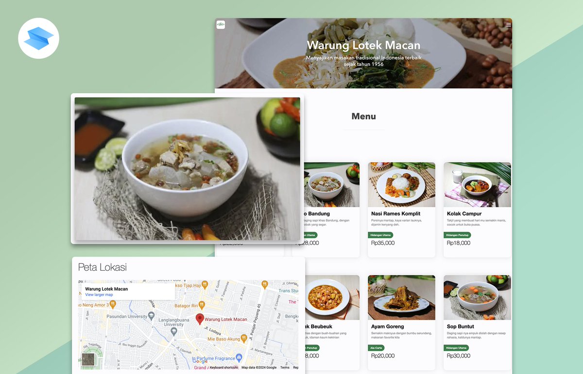 Check out this stunning online menu created by one of our users — a cozy café serving authentic Bandung cuisine! 
🍲🇮🇩 👉  lotekmacan.com

It’s a great example of how creativity and good taste (literally!) come together through SpreadSimple.

#madewithSpreadSimple