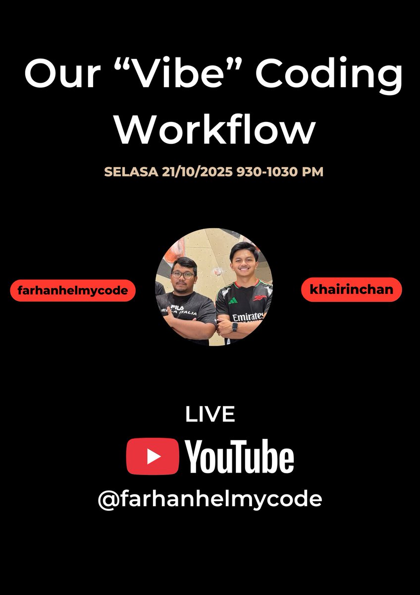 farhanhelmycode's tweet image. Di era vibe coding ni masing-masing ada cara guna tools AI. Mari join kami dan lihat bagaimana kita boleh guna AI tools secara produktif sebagai Software Engineer!
