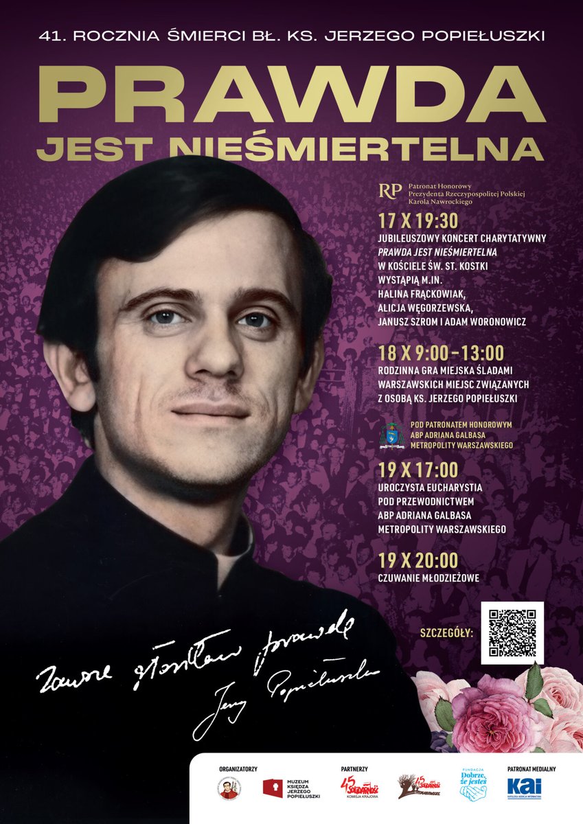 .<a href="/AbpGalbas/">Abp Adrian Galbas</a> będzie przewodniczył Mszy Świętej w 41. rocznicę męczeńskiej śmierci ks. Jerzego Popiełuszki. W ramach obchodów rocznicowych zaplanowano też koncert charytatywny oraz rodzinną grę miejską.
archwwa.pl/aktualnosci/w-…