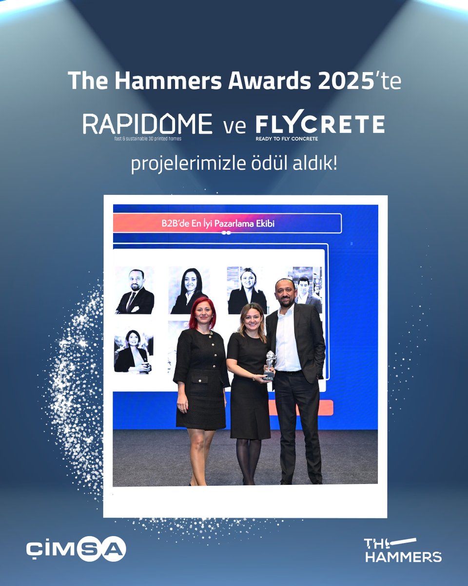 Ekip başarılarının ödüllendirildiği The Hammers Awards 2025’te inovatif yaklaşımımızı yansıtan Rapidome ve FlyCrete projelerimizle “B2B’de En İyi Pazarlama Ekibi” kategorisinde ödüle layık görüldük. 🏆

Rapidome projemizle, yalnızca 48 saat içinde 3D baskı teknolojisiyle