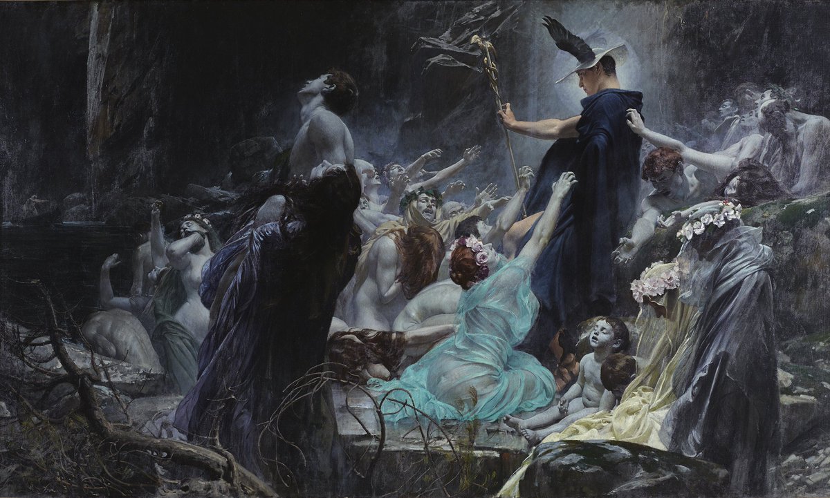 I want to talk how much new furniture choice have sense bc as the base piece of art they chose. 

They took Adolf Hirémy-Hirschl painting "Souls on the Banks of the Acheron"  Which main idea has that Hermes leading new arrived souls to the way to the boatman, coming up in -