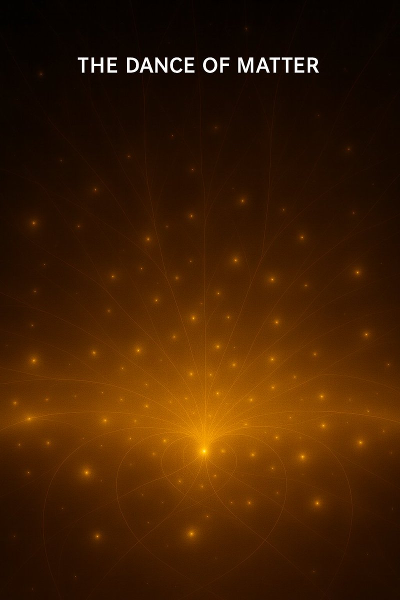 MillArModel's tweet image. The Dance of Matter. The great condensation where light finds rhythm and form. The Memory Fabric™, once pure resonance, now gathers and folds into persistence. Each glowing node is a quantum of intention, a particle born from light’s decision to remain
#MillarCosmologicalModel