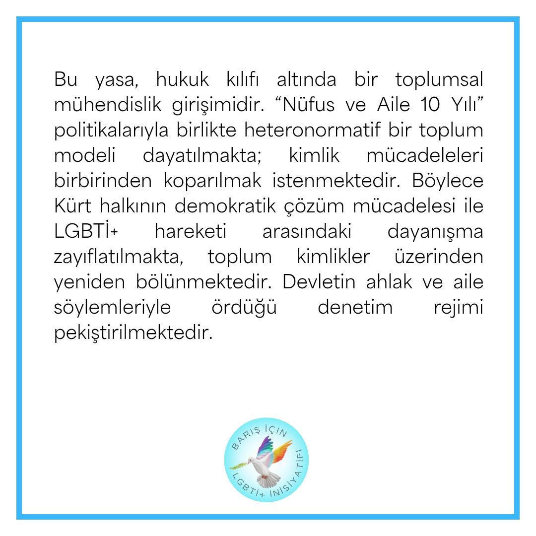 barisicinlgbti's tweet photo. Kamuoyuna yansıyan 11. Yargı Paketine karşı BİL+ olarak açıklamamızdır:

"Bizler, varoluşumuzu, sevgimizi ve barış talebimizi suç sayan hiçbir yasayı tanımıyoruz. Barış, kimliğimizin yok sayılmadığı bir yaşam düzenidir. Ne kimliğimizden vazgeçeriz, ne barıştan!" https://t.co/oBFvZHXNAM