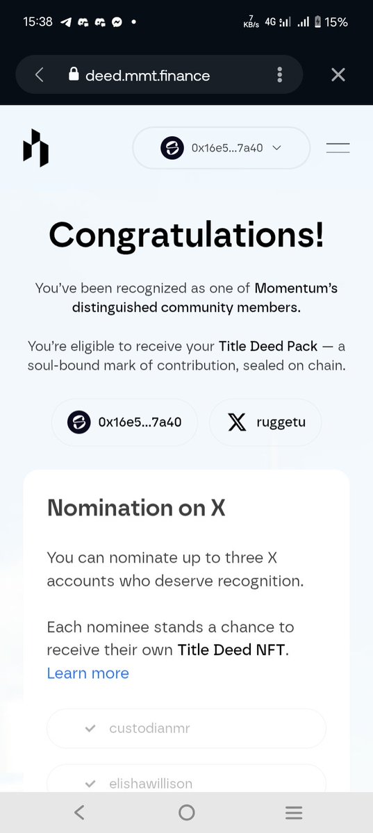 Nsima Frank (@ruggetu) on Twitter photo eligible for <a href="/MMTFinance/">MomentumⓂ️Ⓜ️T</a> title deed NFT.
I have been recognized as as one of distinguished $MMT community members
that’s to say I can nominate 3 people to receive deed NFTs
let me know if you need a nomination in the comments section
A special shout out to <a href="/MMTFinance/">MomentumⓂ️Ⓜ️T</a> for eligible for <a href="/MMTFinance/">MomentumⓂ️Ⓜ️T</a> title deed NFT.
I have been recognized as as one of distinguished $MMT community members
that’s to say I can nominate 3 people to receive deed NFTs
let me know if you need a nomination in the comments section
A special shout out to <a href="/MMTFinance/">MomentumⓂ️Ⓜ️T</a> for