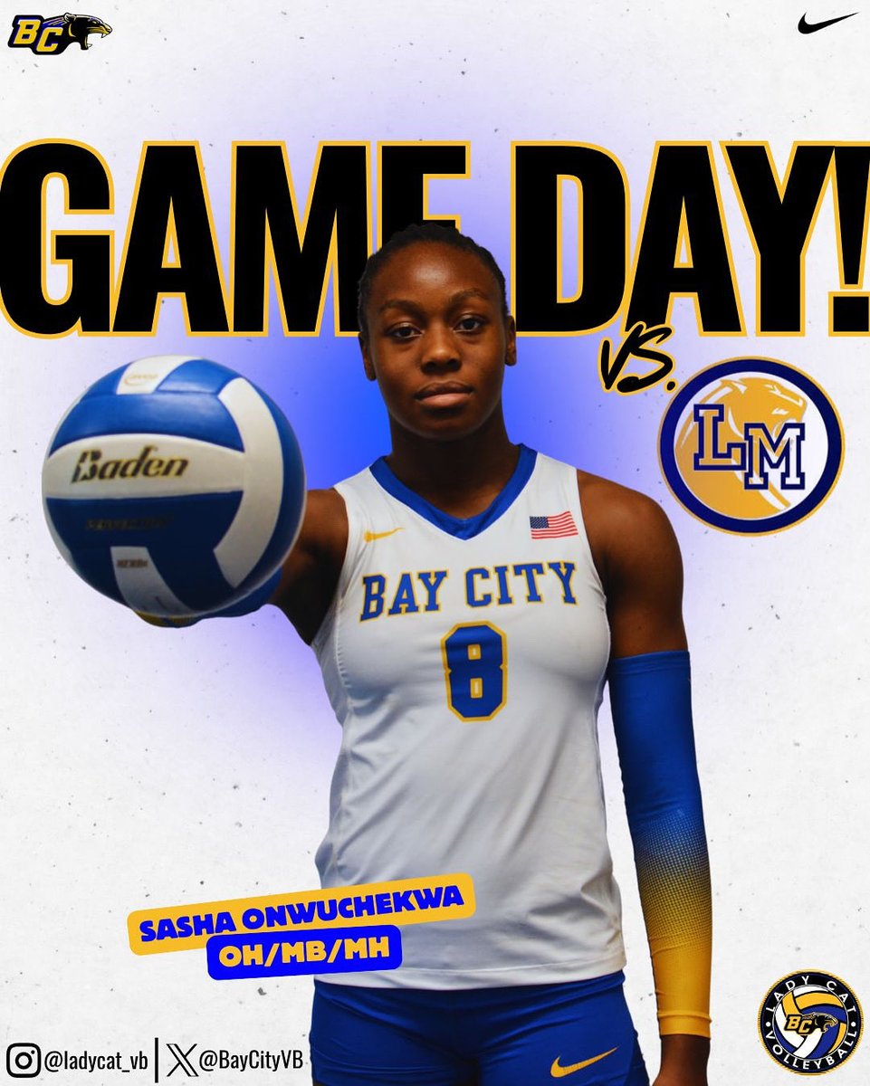 BayCityVB's tweet photo. It’s GAME DAY! The Lady Cats take on the Lady Cougars at HOME! 
#BFND 

⏱️ Game Times:
🏐 Varsity @ 4:30PM
🏐 JV @ 5:30PM

📆 Date: Friday, October 17th

📍Address: Bay City High School Gymnasium
400 7th St, Bay City TX 77414

🎟️ Ticket Information: https://t.co/aR0wCS1iLH https://t.co/WocrRFeRfv