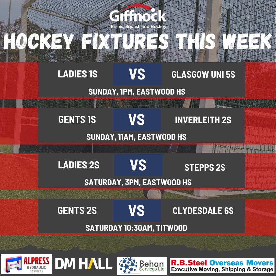 Another busy weekend for our hockey teams. Gents 2s are away on Saturday while the ladies 2s are at home. Both first teams are in action on Sunday at Eastwood 🏑 #TeamGiffnock #fieldhockey