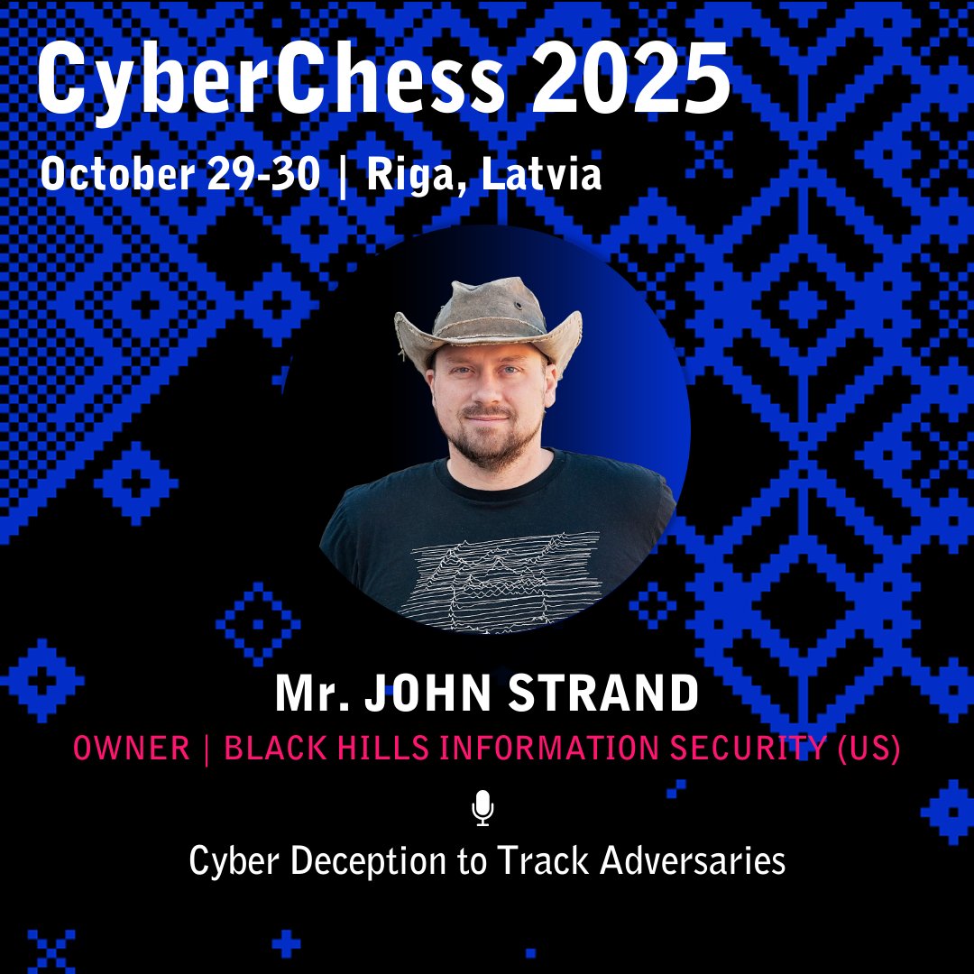 certlv's tweet image. No kiberaizsardzības līdz izlūkošanai - kā sekot uzbrucējiem un atpazīt viņus pēc digitālajām pēdām?
29.10 #CyberChess2025 tematiskajā blokā “Kiberdraudu izlūkošana” (#CyberShock) 🇺🇸 BHIS un 🇬🇷 SilentPush eksperti par pretinieku izsekošanu un APT grupām.
🔗cyberchess.lv