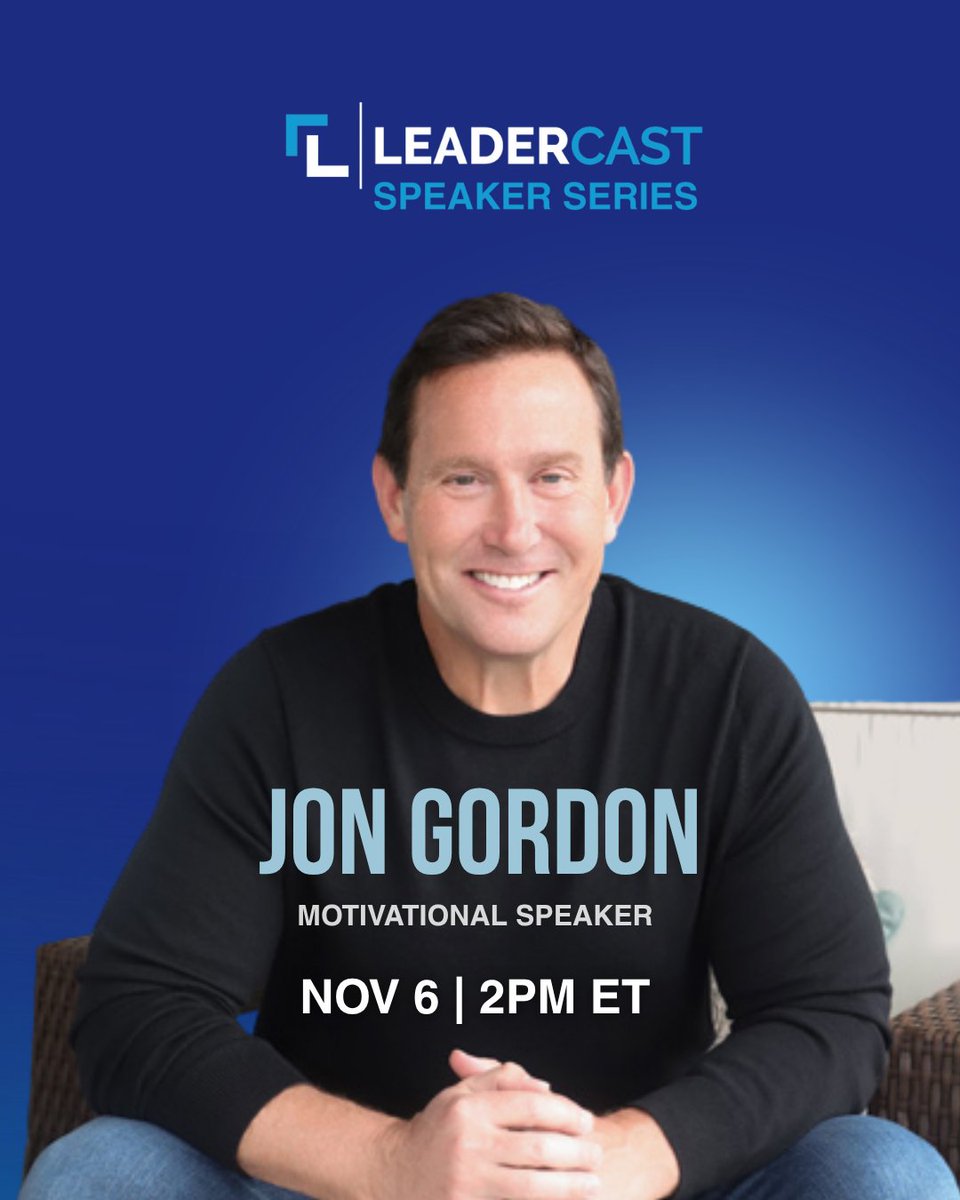 Join <a href="/JonGordon11/">Jon Gordon</a> for <a href="/Leadercast/">Leadercast</a>  Speaker Series: The 7 Commitments of a Great Team.

Learn how trust, optimism, and connection create unstoppable teams.

📅 Nov 6, 2025 at 2PM ET
💻 Live on Zoom

Register → us02web.zoom.us/meeting/regist…

#leadercast #jongordon #leadership