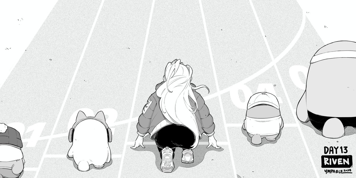 DAY13: Riven Flashborne [リヴェン] 🏃‍♀️💨

Who you got your money on? 

#Beantober2025
#Inktober2025