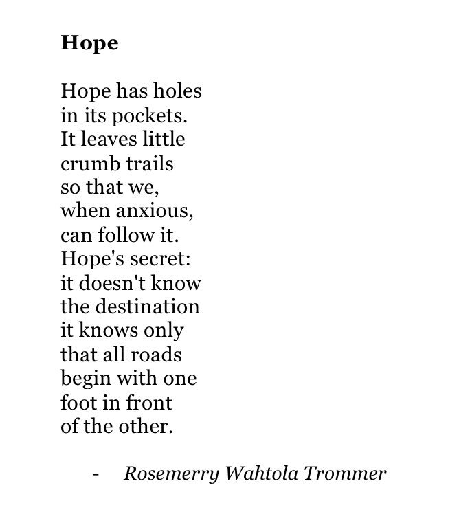 A bit of a different mood for this week's Sunday Best. 
Wednesday 15th was Pregnancy and Infant Loss Remembrance Day, and in honour of everyone who knows that pain, and in whatever capacity, we've chosen "Hope" by Rosemerry Wahtola Trommer: