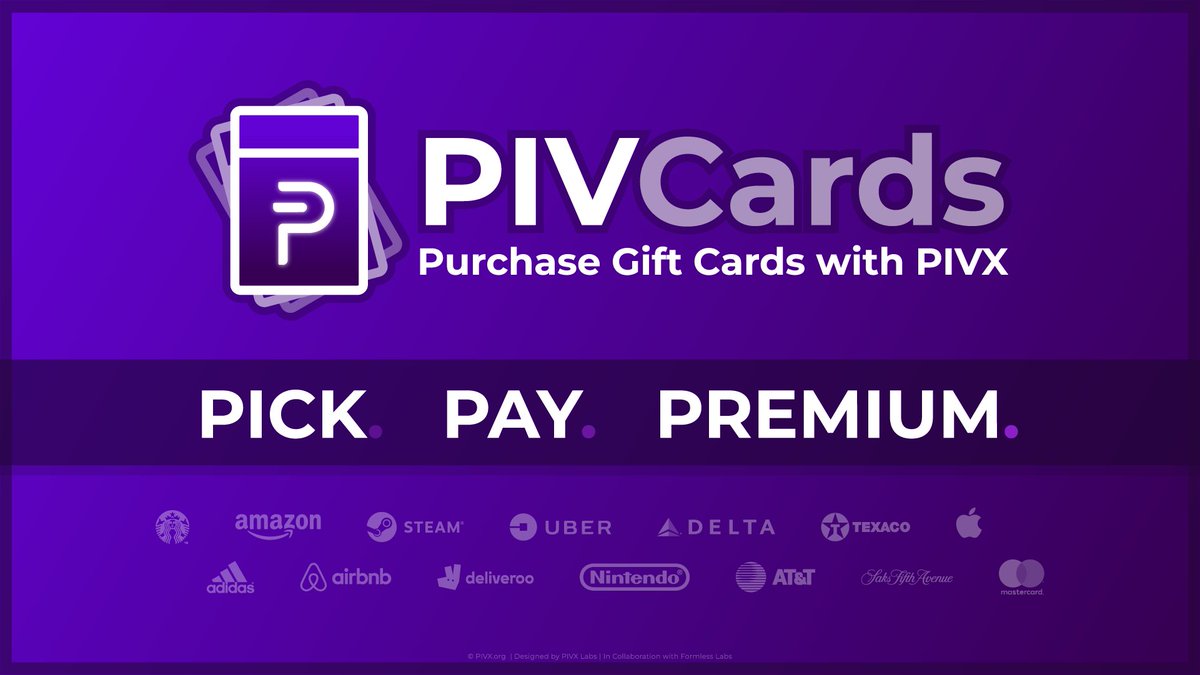 GOOD AFTERNOON FAM  HAVE YOU HEARD ABOUT PIVCARDS, THE GAME-CHANGER THAT  BRIDGING CRYPTO AND REAL LIFE? 

What is PIVCards?
PIVCards is a new solution created by PIVX Labs that allows you to buy gift cards from top global brands like Amazon, Uber, DoorDash, Twitch, and more,