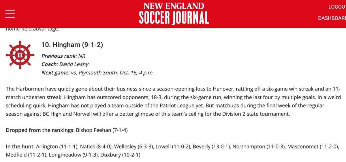New England Soccer Journal - Masco boys "in the hunt"...keep it up.