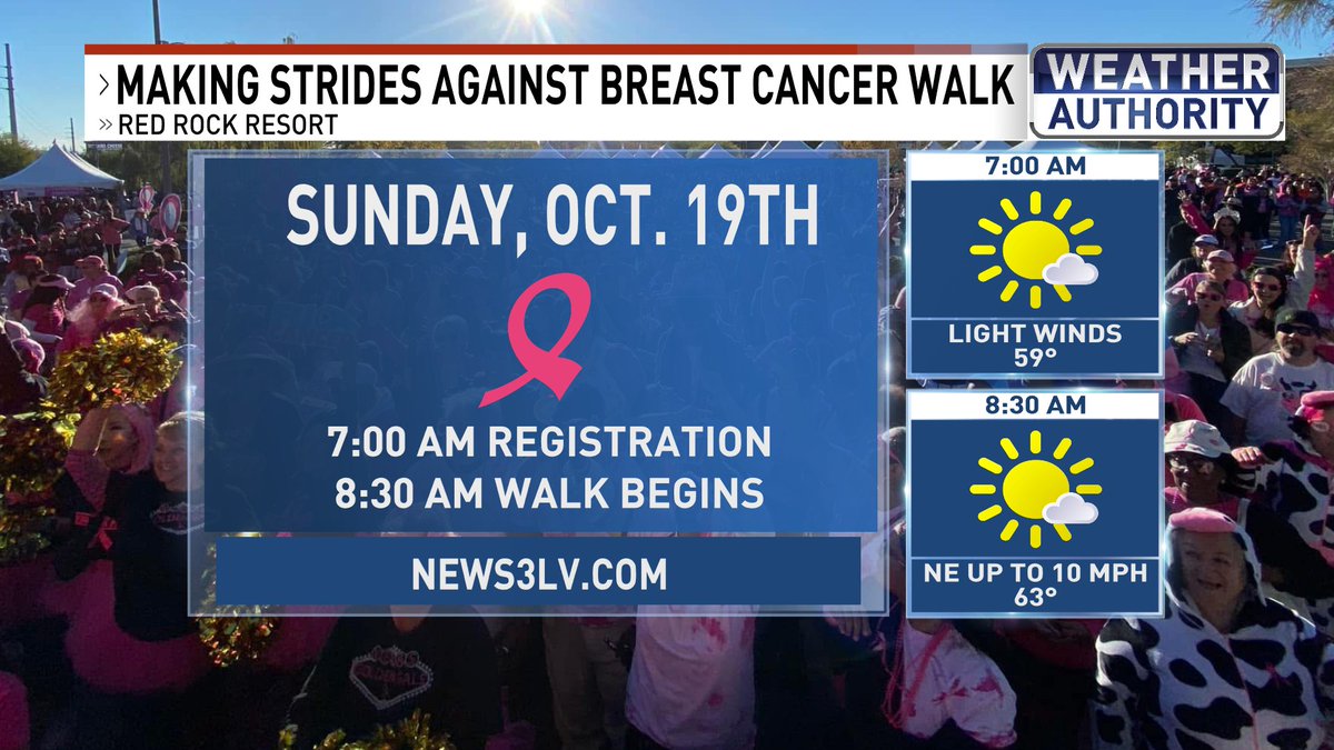 The weather will be excellent for the annual Making Strides Against Breast Cancer Walk this Sunday! We hope to see you there! #BeatCancer #MakingStrides #LasVegas