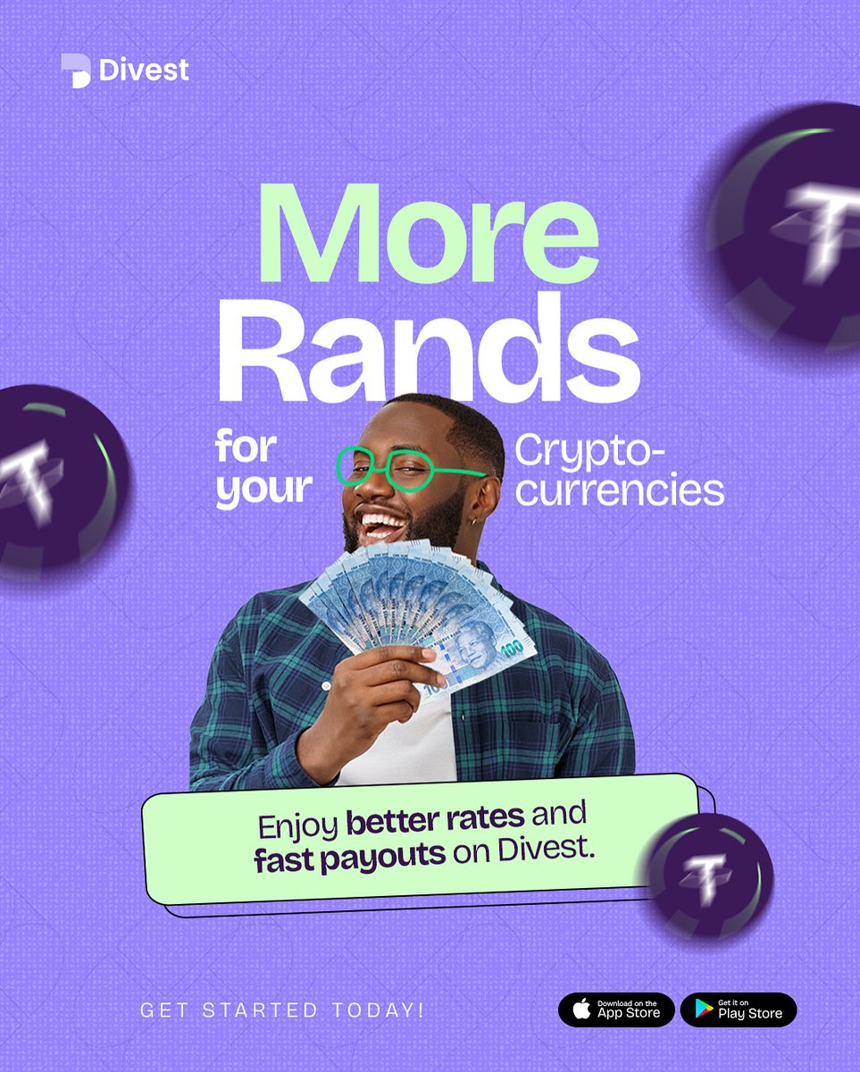 Trades so fast, you'll think you're on Gautrain speed. Convert you Crypto → ZAR in seconds ONLY on Divest!🚀