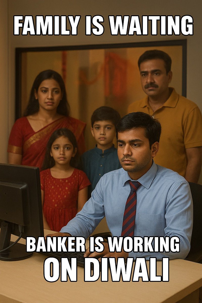 Vikram__vd's tweet photo. Family group: “कल सब साथ लंच करेंगे।”
Banker: “कल? काउं��र नंबर 3 पर!” 🏦
#DiwaliForBankers
@PMOIndia 
@NitishKumar @RBI @DFS_India @BJP4Bihar https://t.co/RBmCOKzjIK