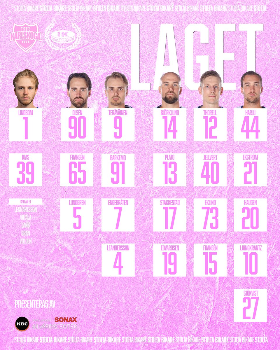 Vi välkomnar ett gäng spelare tillbaka in i laguppställningen!🩷

Nedsläpp 19.00🔥

#BIKKarlskoga #StoltaBIKARE