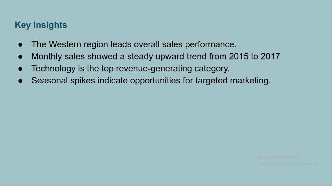 DikeBryanN's tweet photo. I cleaned the data; removed blanks &amp; duplicates, built pivot tables for regional and category sales and created line charts to show sales trends. I discovered from my data that the West region led in sales while technology topped revenue. https://t.co/TJVZb5tkpQ