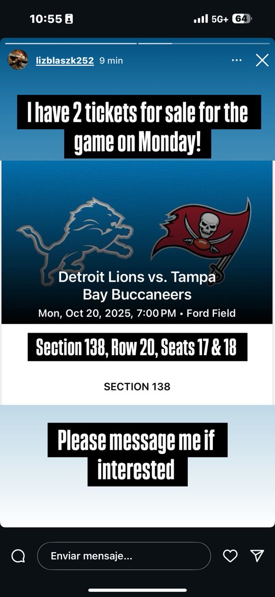 My friend is selling tickets for MNF. Great seats in the endzone. 

#OnePride