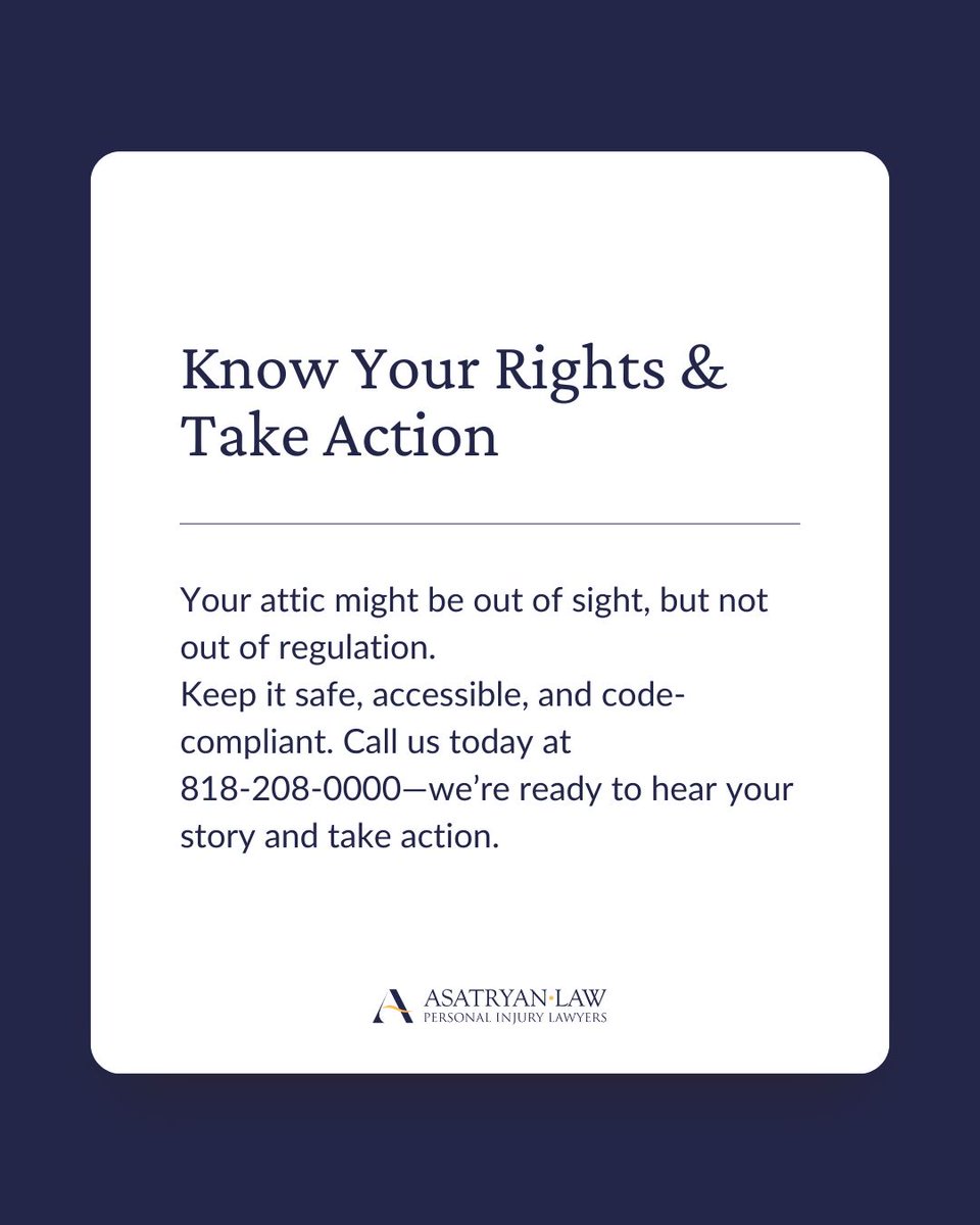 asatryanlaw's tweet image. Your attic could be hiding a code violation
Blocked or unsafe attic access can lead to huge fines and safety hazards.
Check your access points and schedule an inspection today.
#CaliforniaHomes #BuildingCode #HomeSafety #RealEstate #ConstructionLaw #CodeCompliance